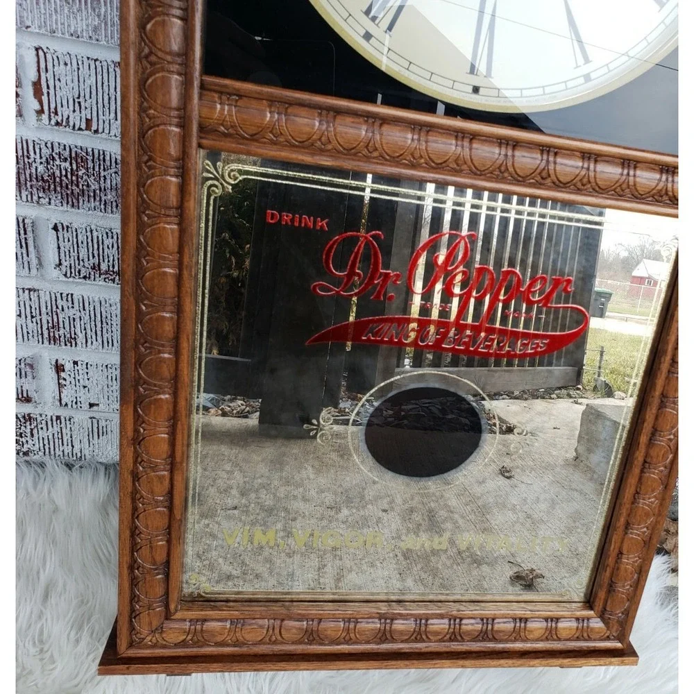 HUGE Vintage Dr. Pepper‎ Wooden Wall Clock - NEVER DISPLAYED!  Soda Advertising